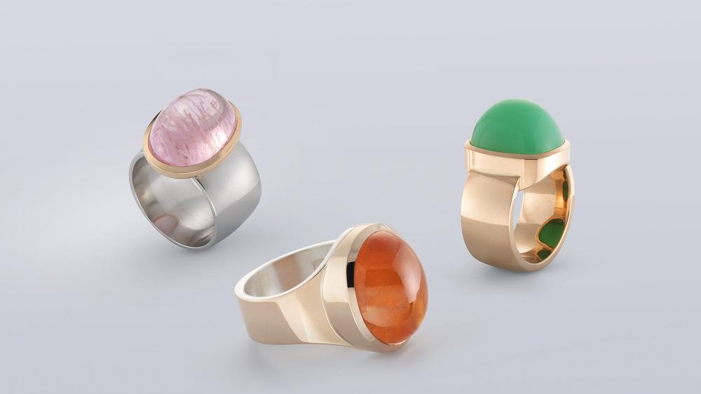 Cabochon Farbsteine, Gold & Silber, auf Anfrage